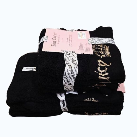 Juicy Couture Home Signature Crown Logo Hand & Wash Towel Set - Picture 2 of 8